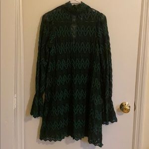 Green lace free people mini dress